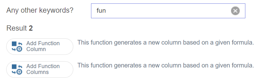 Add Function Column 함수 검색 팁
