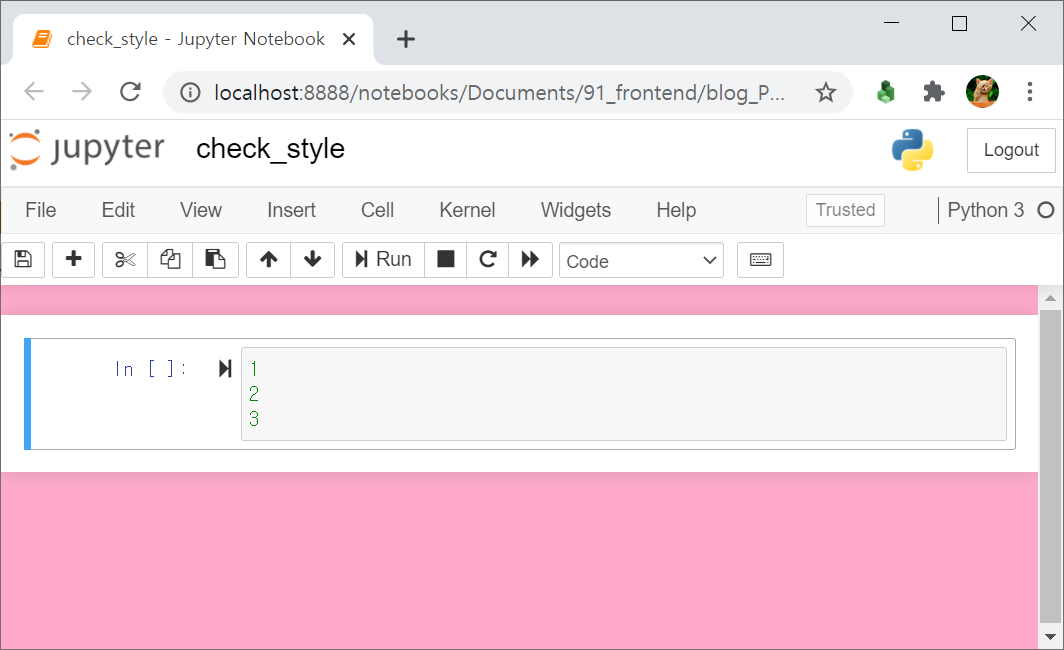 Jupyter Notebook Custom CSS pink