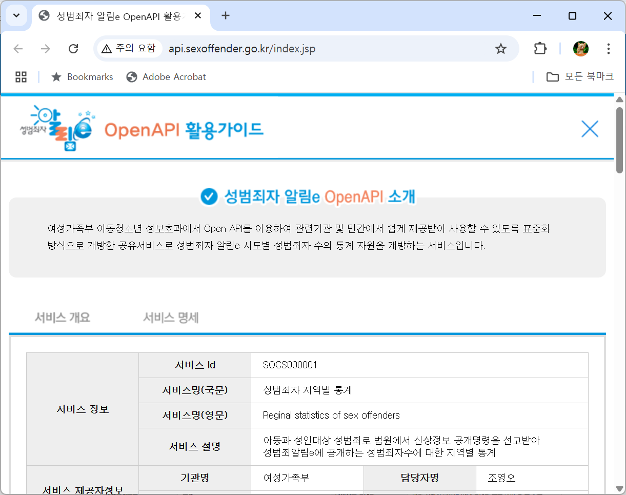 여성가족부 지역별 통계 API 상세 페이지